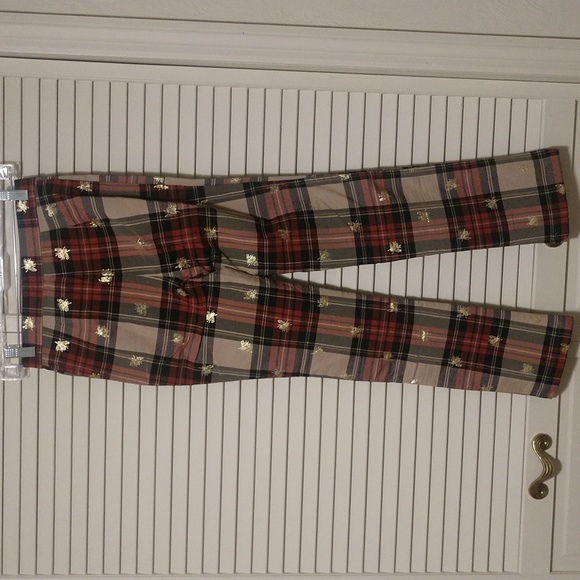 Urban Outfitters High Waist Plaid Bee Print Cropped Trousers Size 0 - Picture 4 of 10